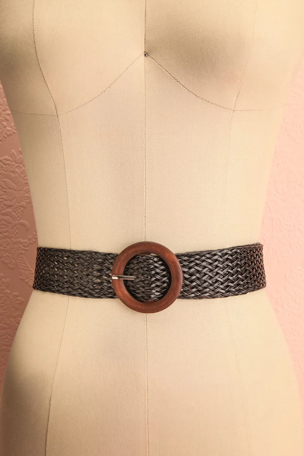 Gaperon Black | Faux-Leather Woven Belt