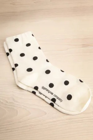 Giza White | Polka-Dot Mid-Length Socks