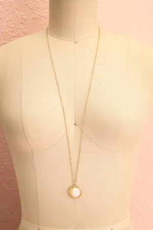 Granite | Golden Necklace w/ Pearl Pendant