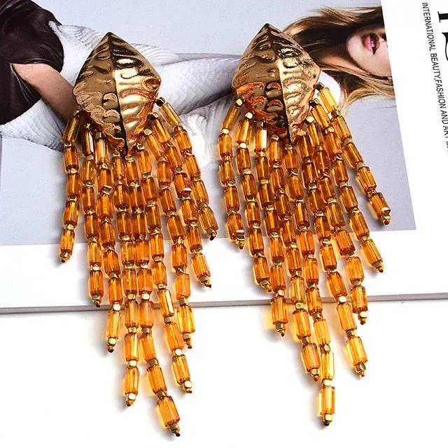 Handmade Long Beaded Chain Earrings Anna Kay Co