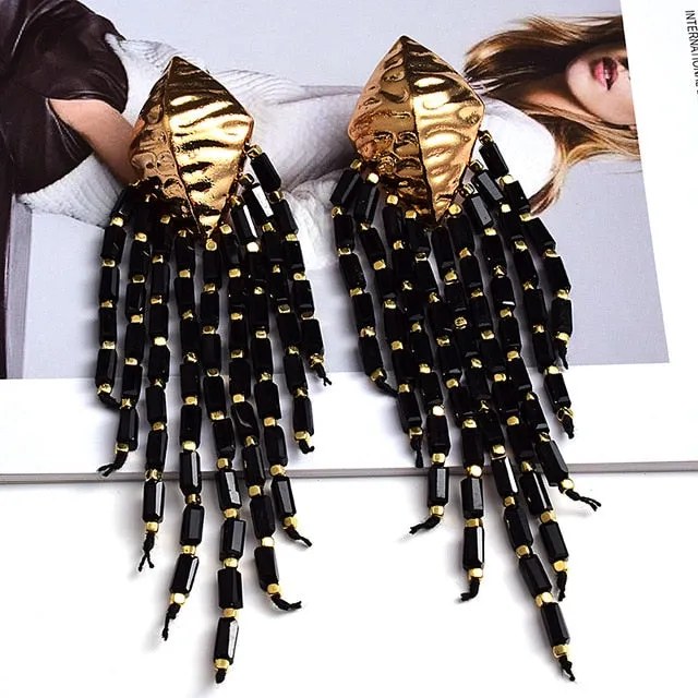 Handmade Long Beaded Chain Earrings Anna Kay Co