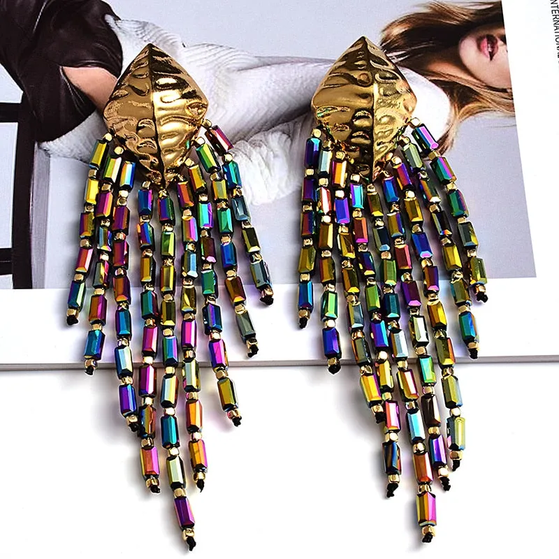 Handmade Long Beaded Chain Earrings Anna Kay Co