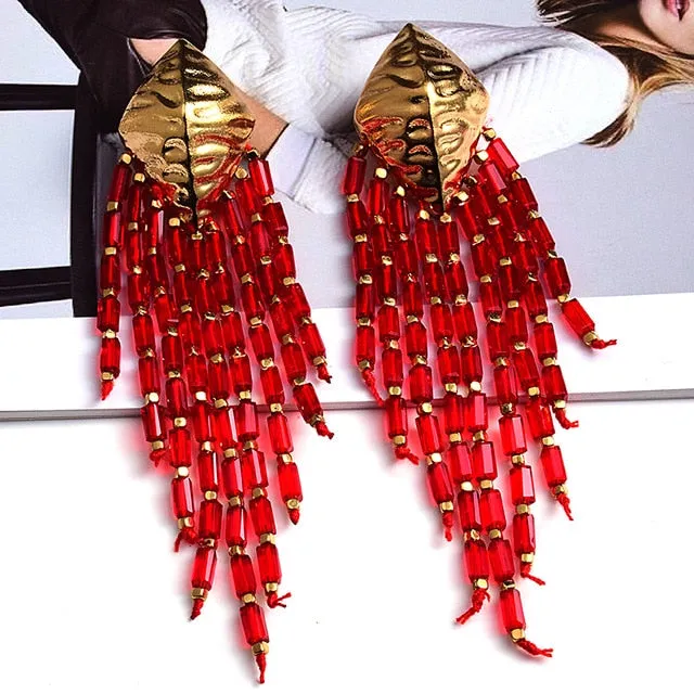 Handmade Long Beaded Chain Earrings Anna Kay Co