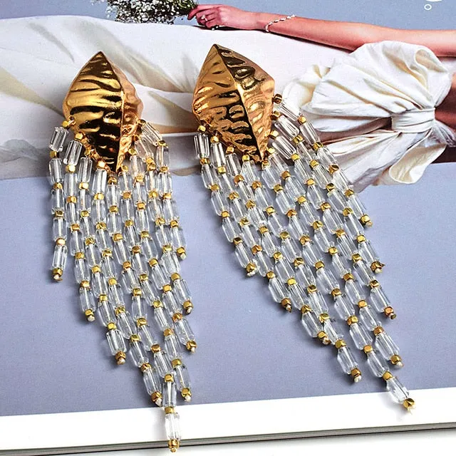 Handmade Long Beaded Chain Earrings Anna Kay Co