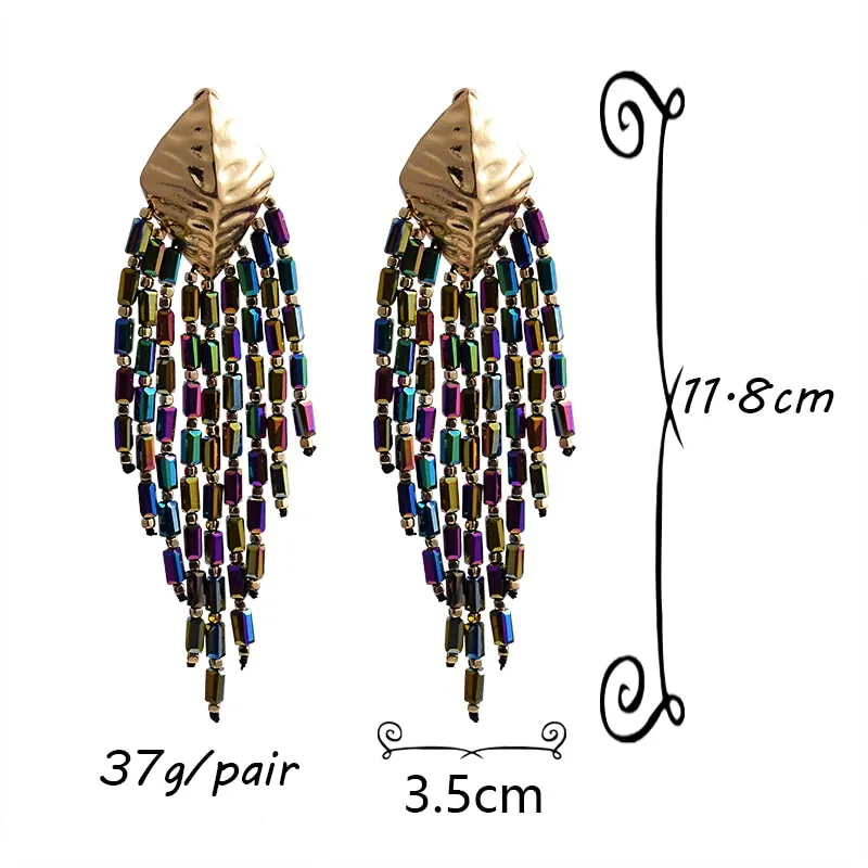 Handmade Long Beaded Chain Earrings Anna Kay Co