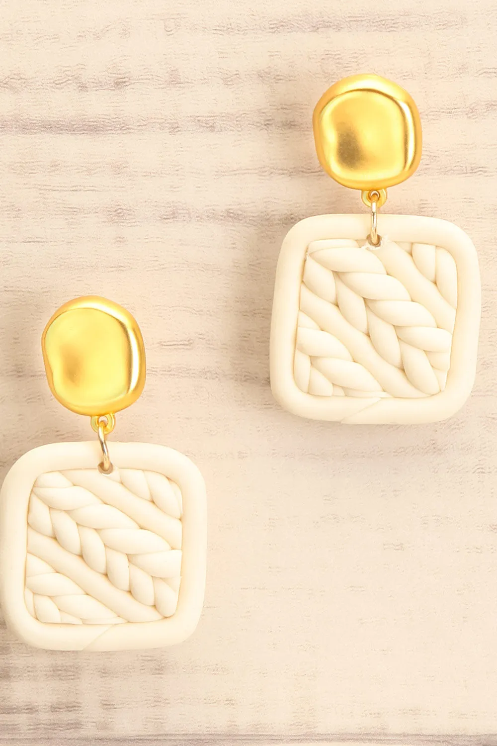 Hanoi | Gold Earrings w/ Clay Pendant