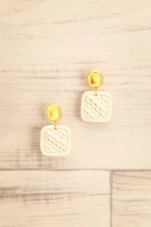 Hanoi | Gold Earrings w/ Clay Pendant