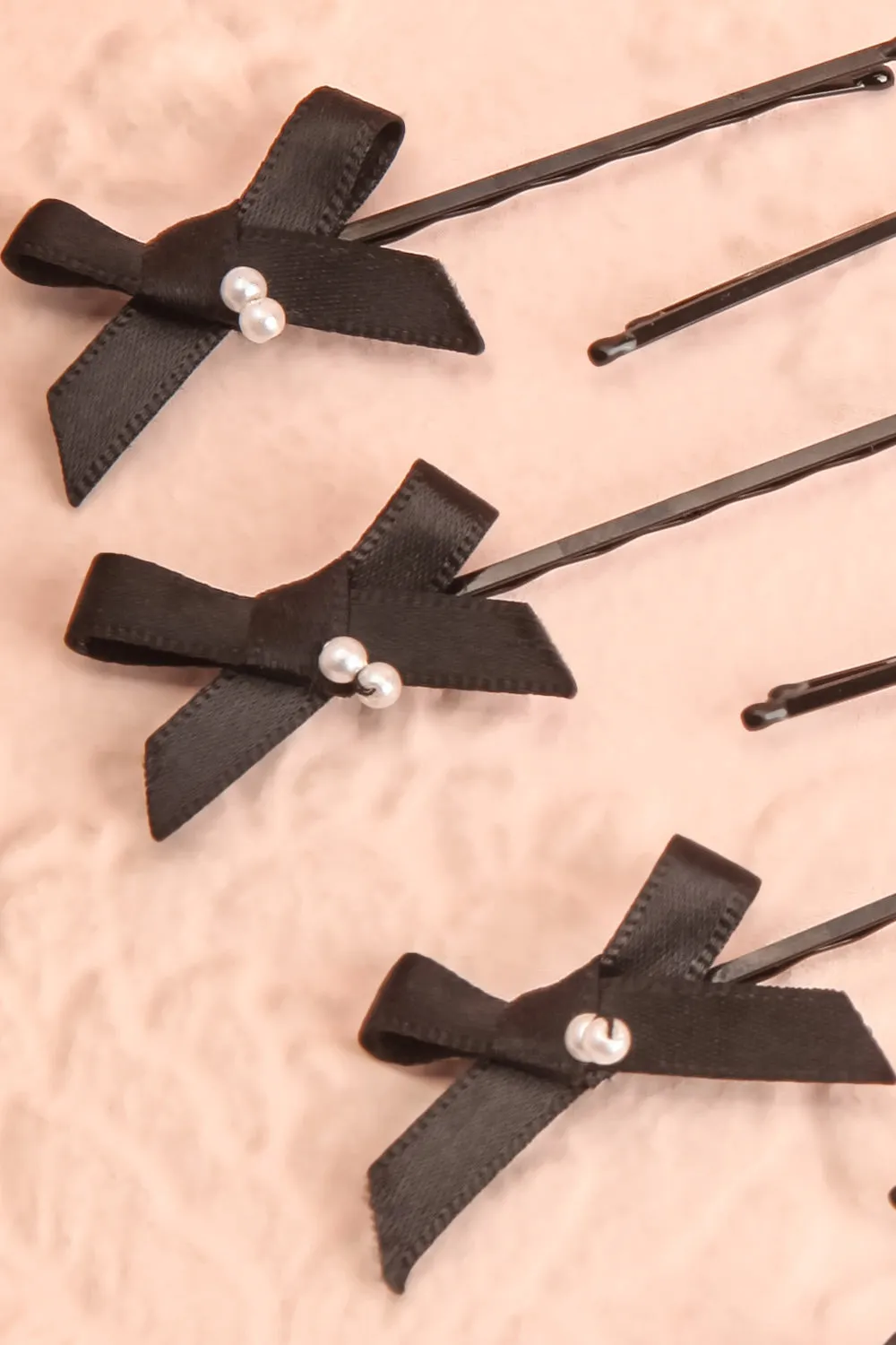Hinari Black | Set of 10 Hair Clips w/ Bows
