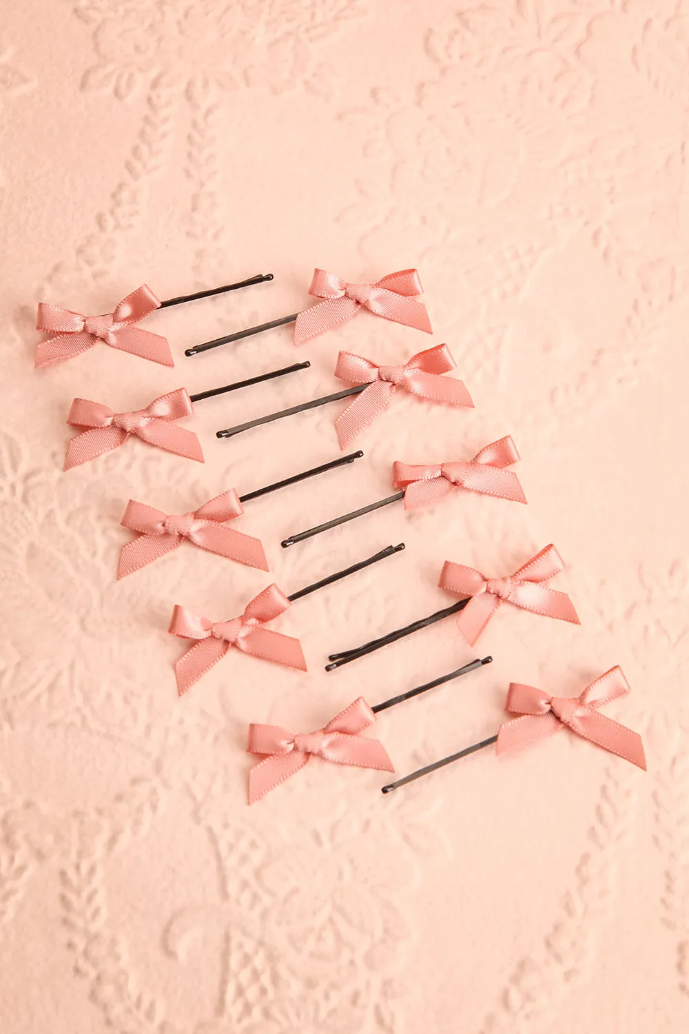 Hinari Pink | Set of 10 Hair Clips w/ Bows
