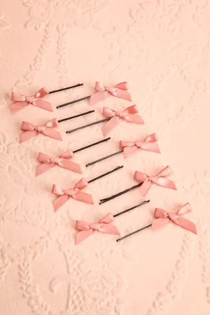 Hinari Pink | Set of 10 Hair Clips w/ Bows