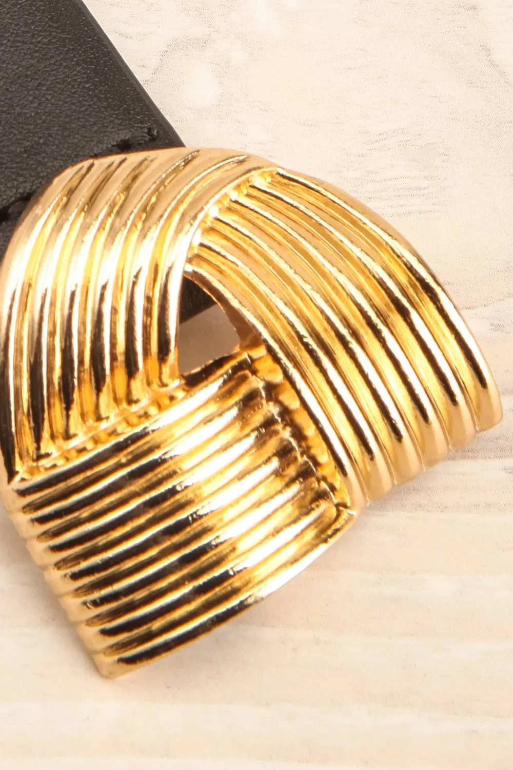 Homard Black | Faux Leather Belt w/ Gold Buckle