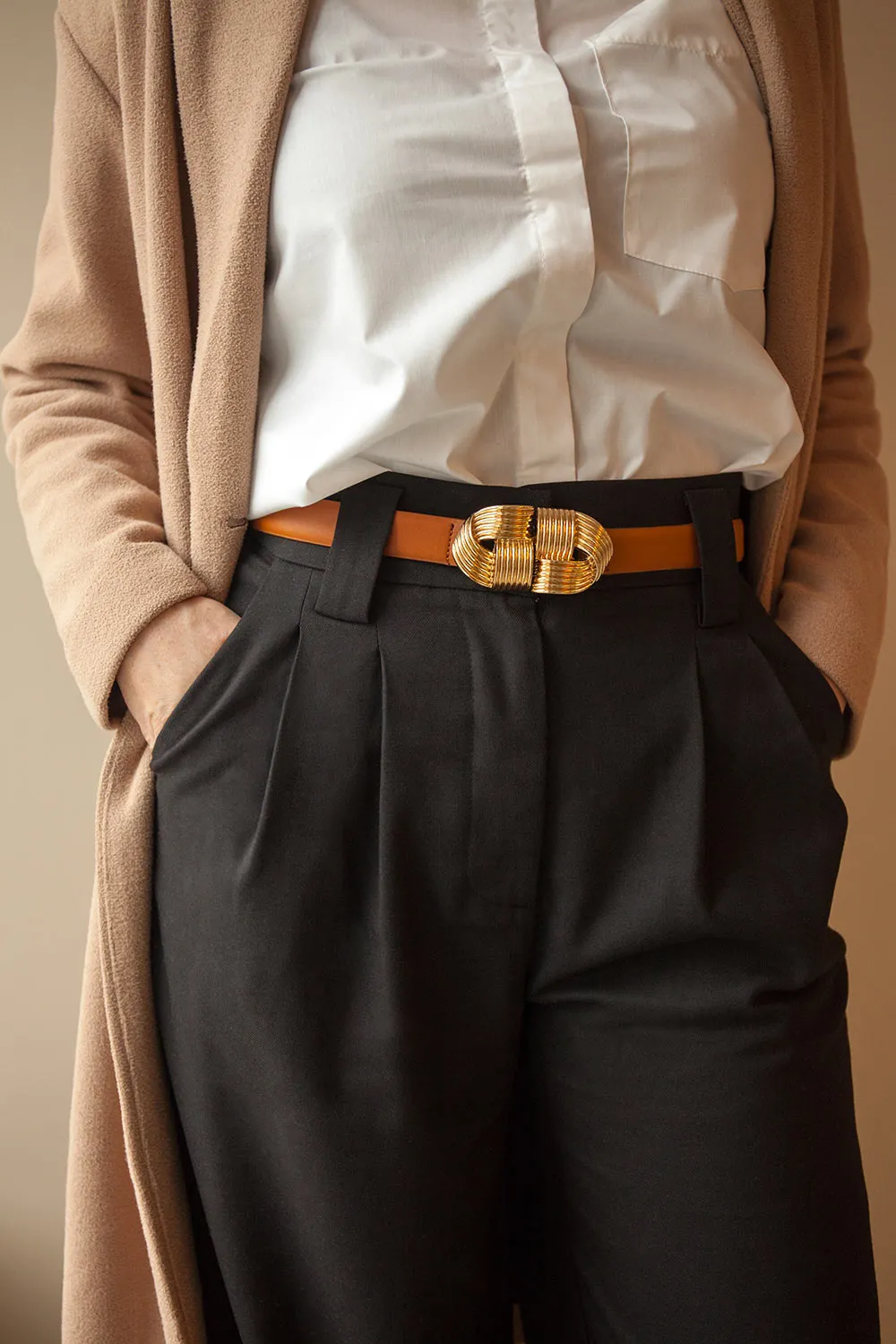 Homard Black | Faux Leather Belt w/ Gold Buckle