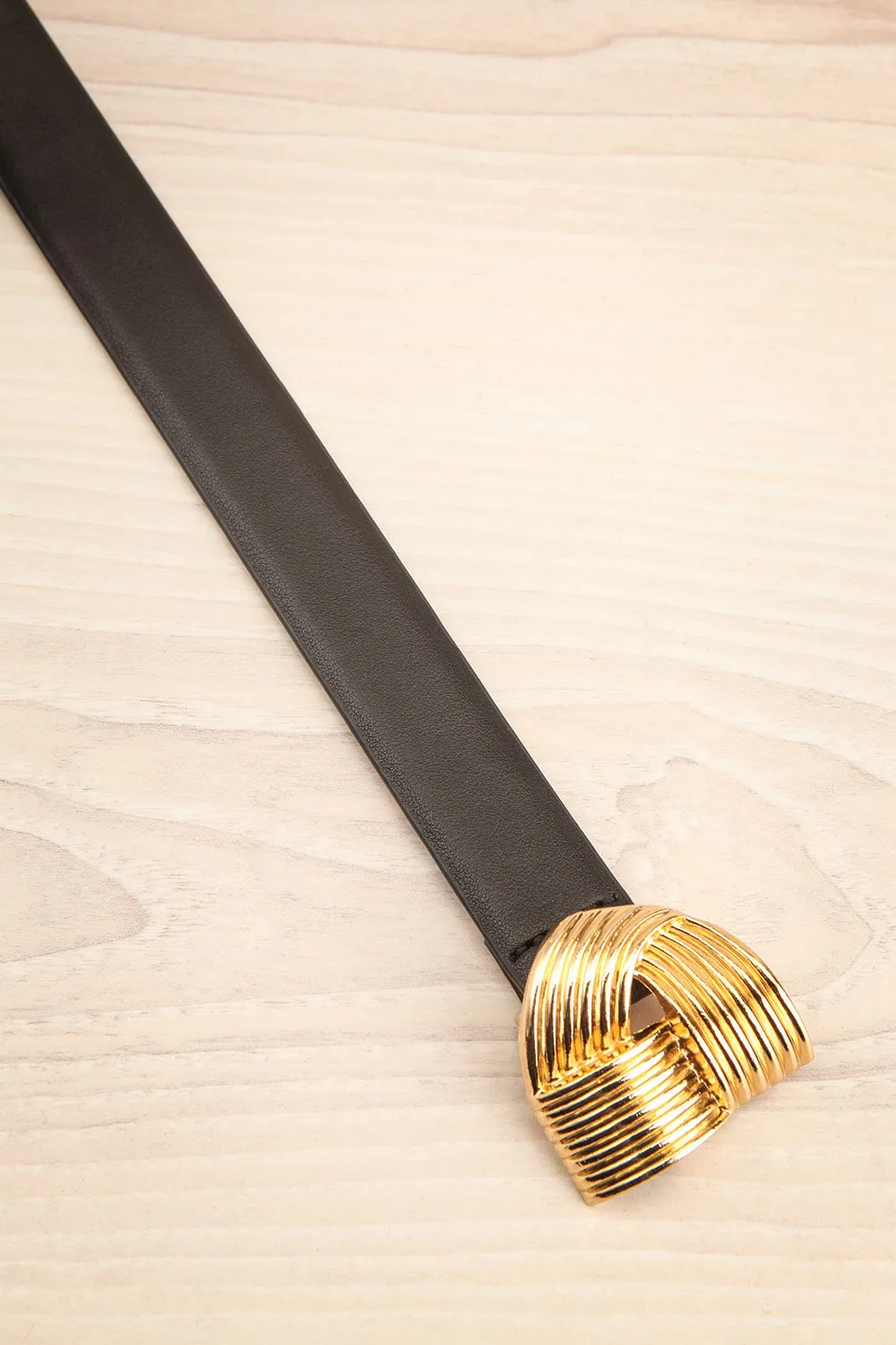 Homard Black | Faux Leather Belt w/ Gold Buckle