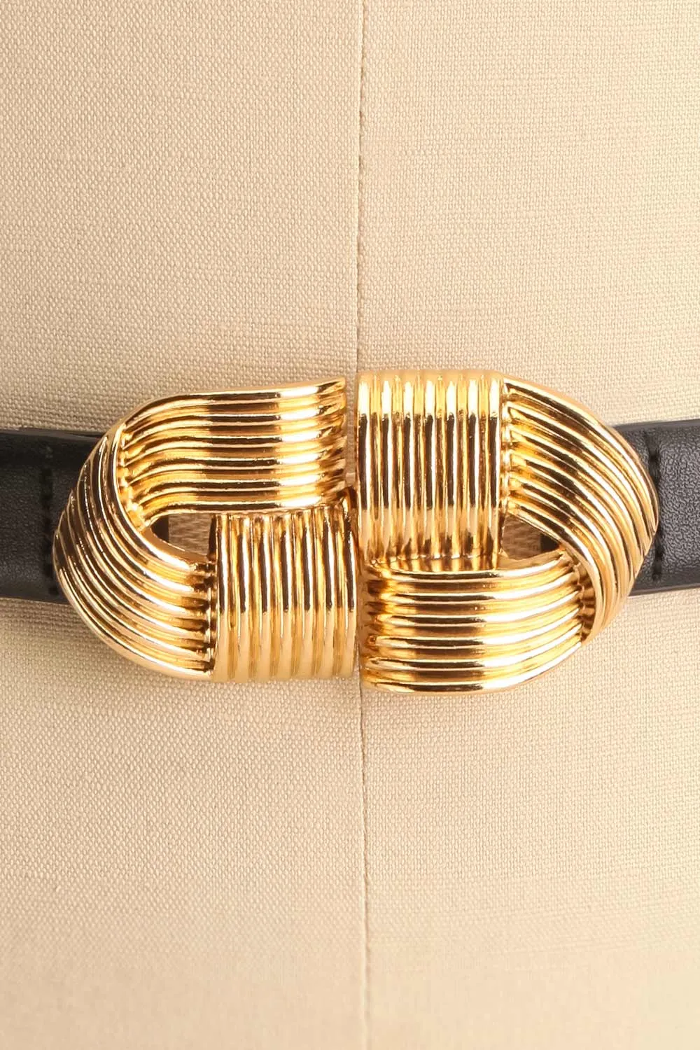 Homard Black | Faux Leather Belt w/ Gold Buckle