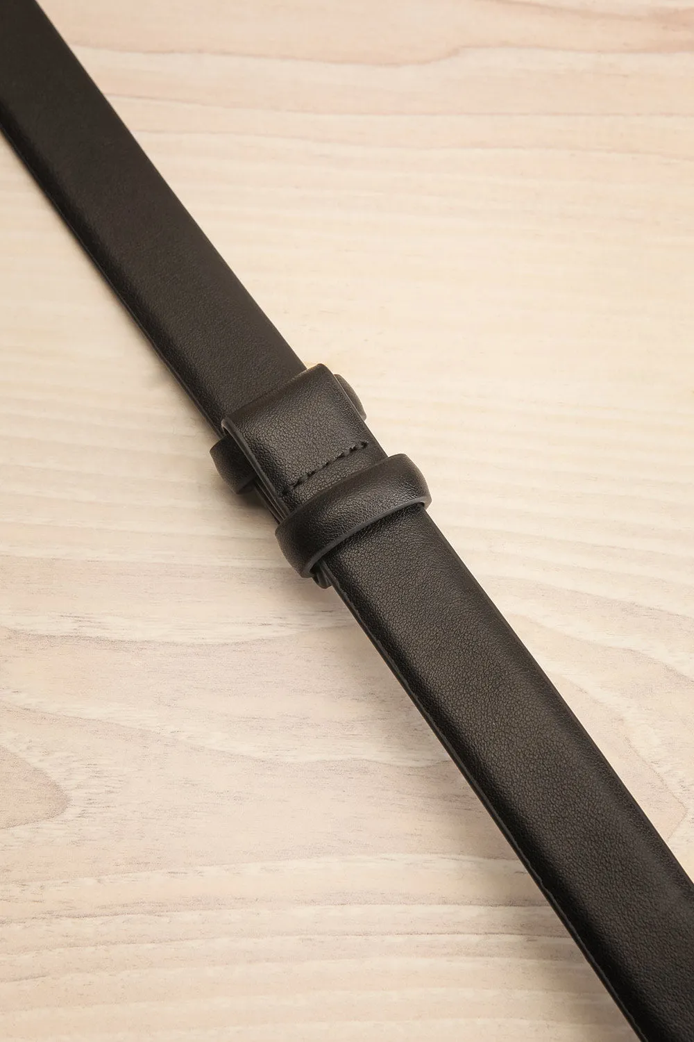 Homard Black | Faux Leather Belt w/ Gold Buckle