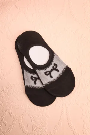 Ibari Black | No Show Socks w/ Ribbon Detail