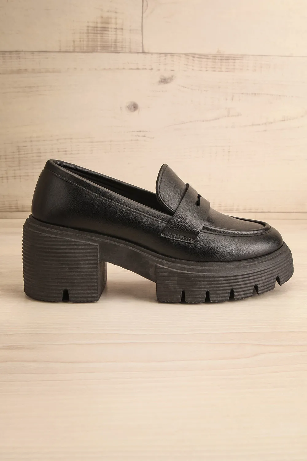 Ibberton | Chunky Heeled Black Loafers