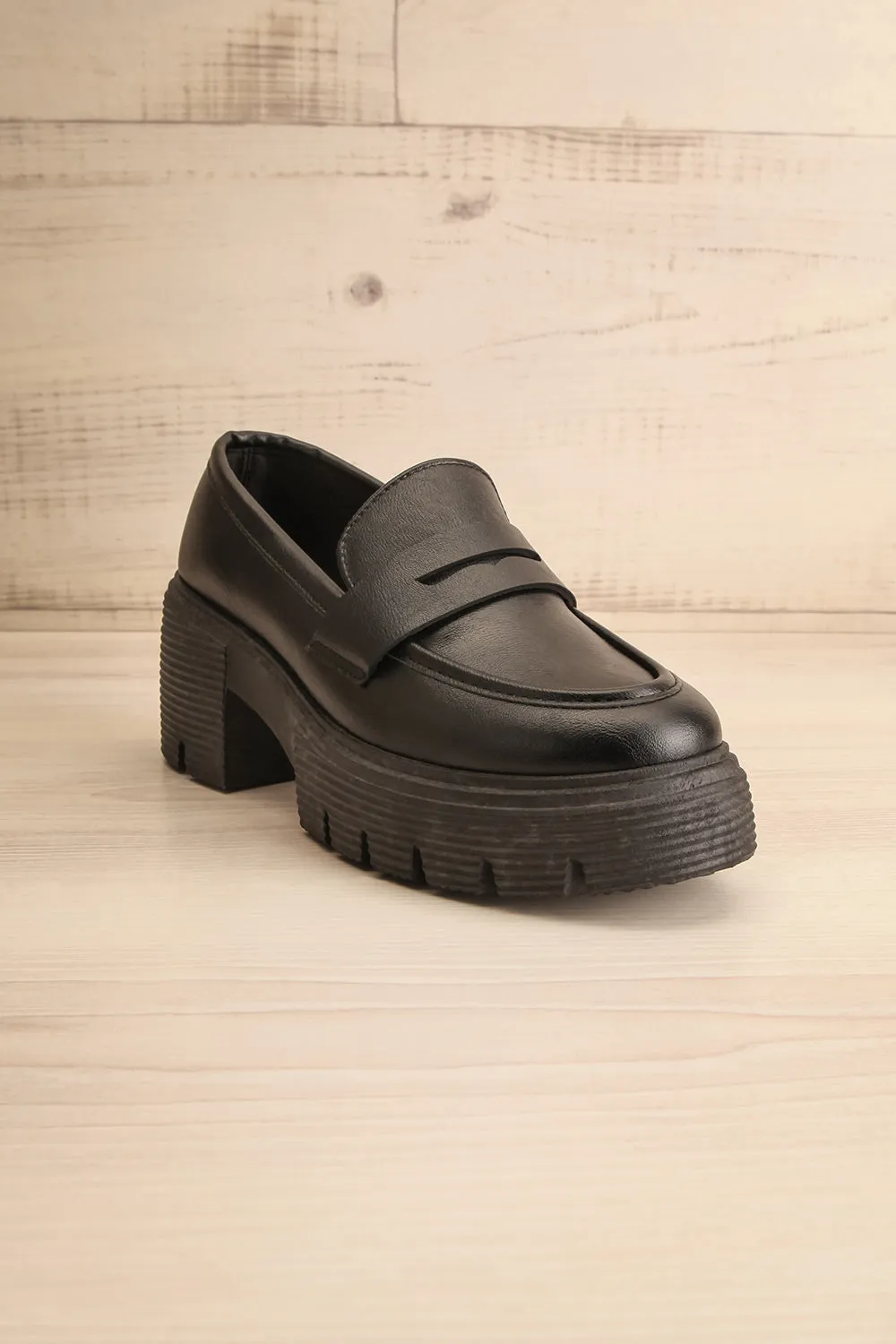 Ibberton | Chunky Heeled Black Loafers