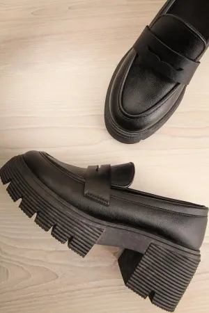 Ibberton | Chunky Heeled Black Loafers