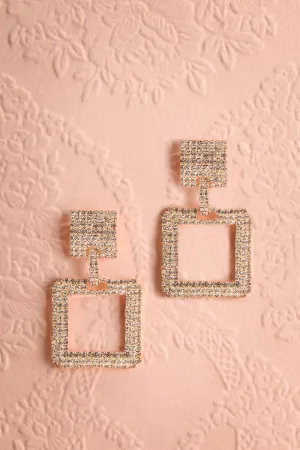 Imagi Gold | Square Pendant Earrings