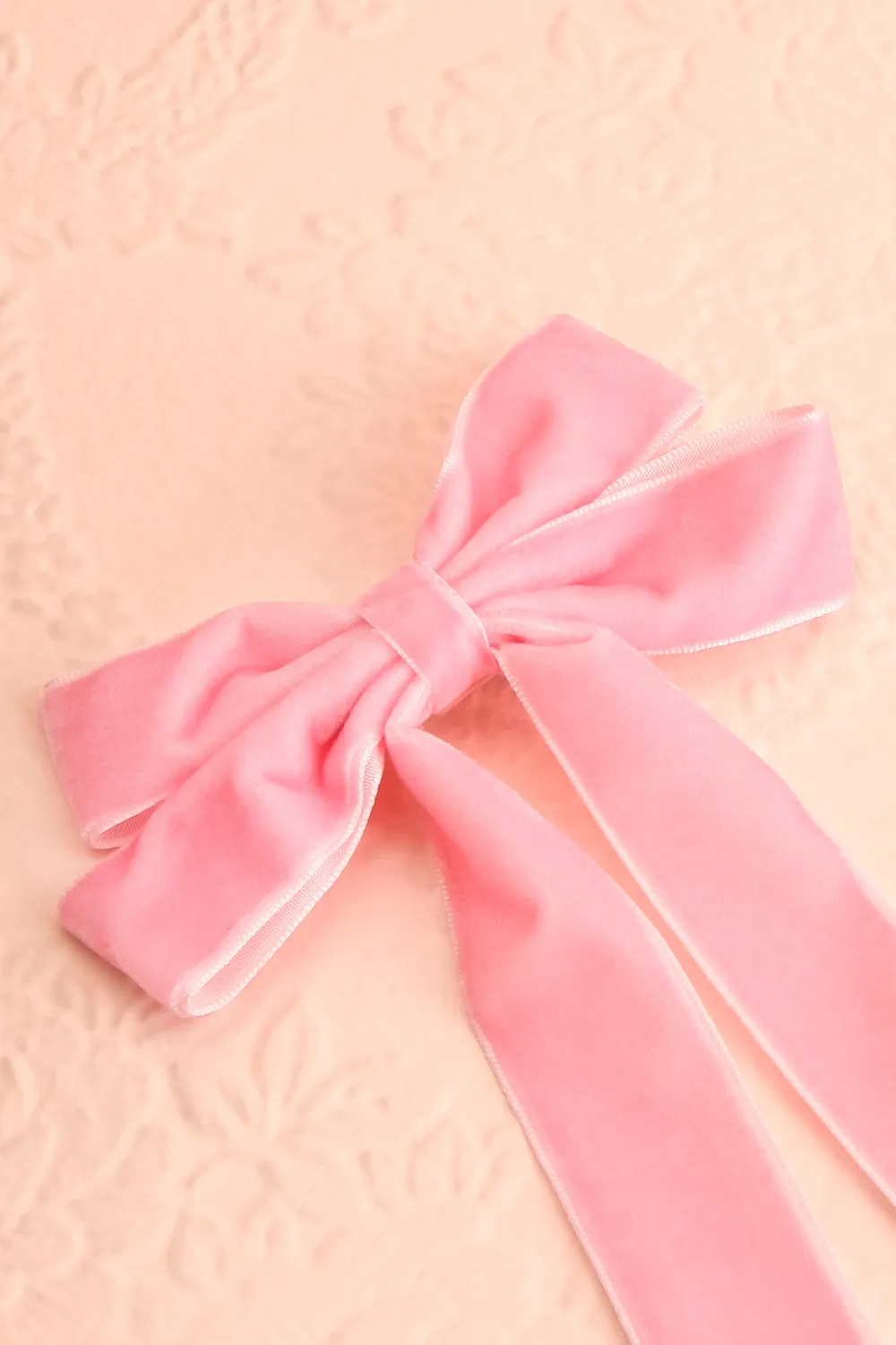 Jeanette Pink | Velour Bow Hair Clip