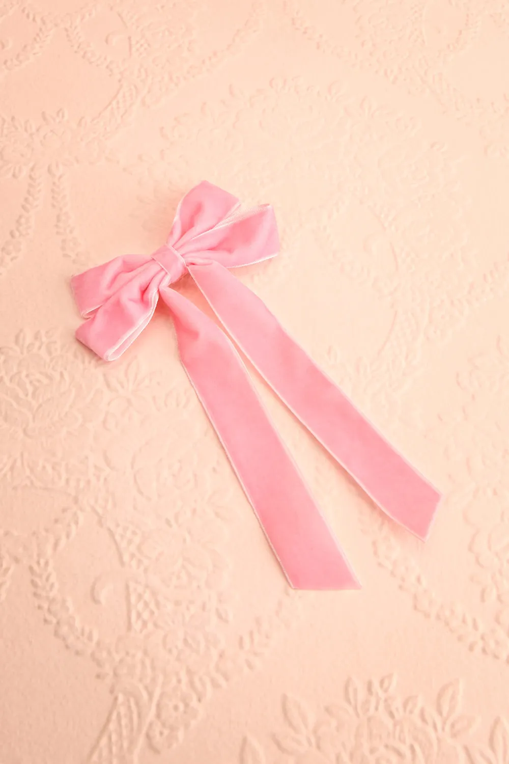 Jeanette Pink | Velour Bow Hair Clip