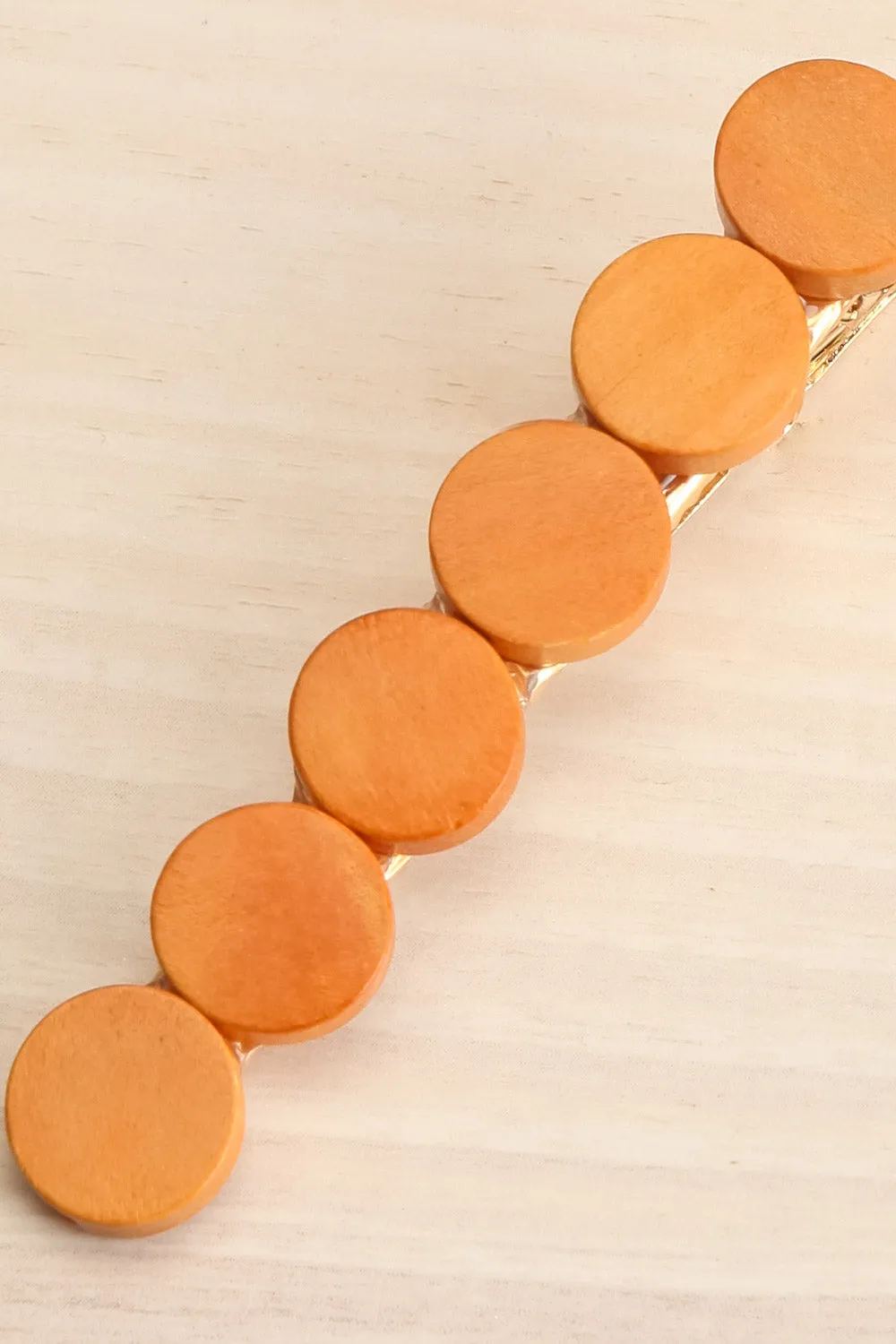 Joelene Brown | Golden Barrette w/ Wooden Beads