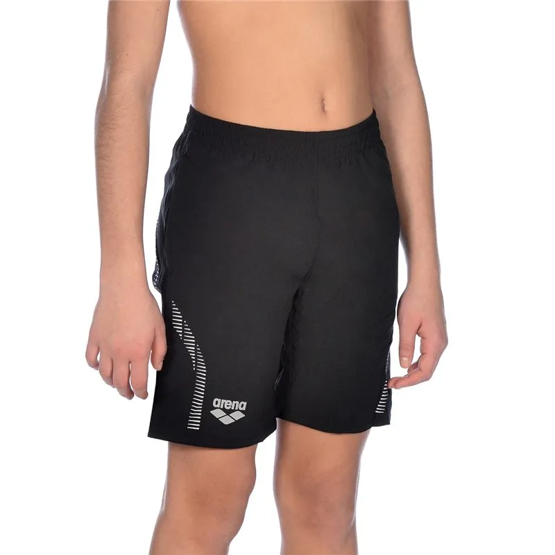 JUNIOR TEAM LINE BERMUDA SWIM SHORTS - BLACK