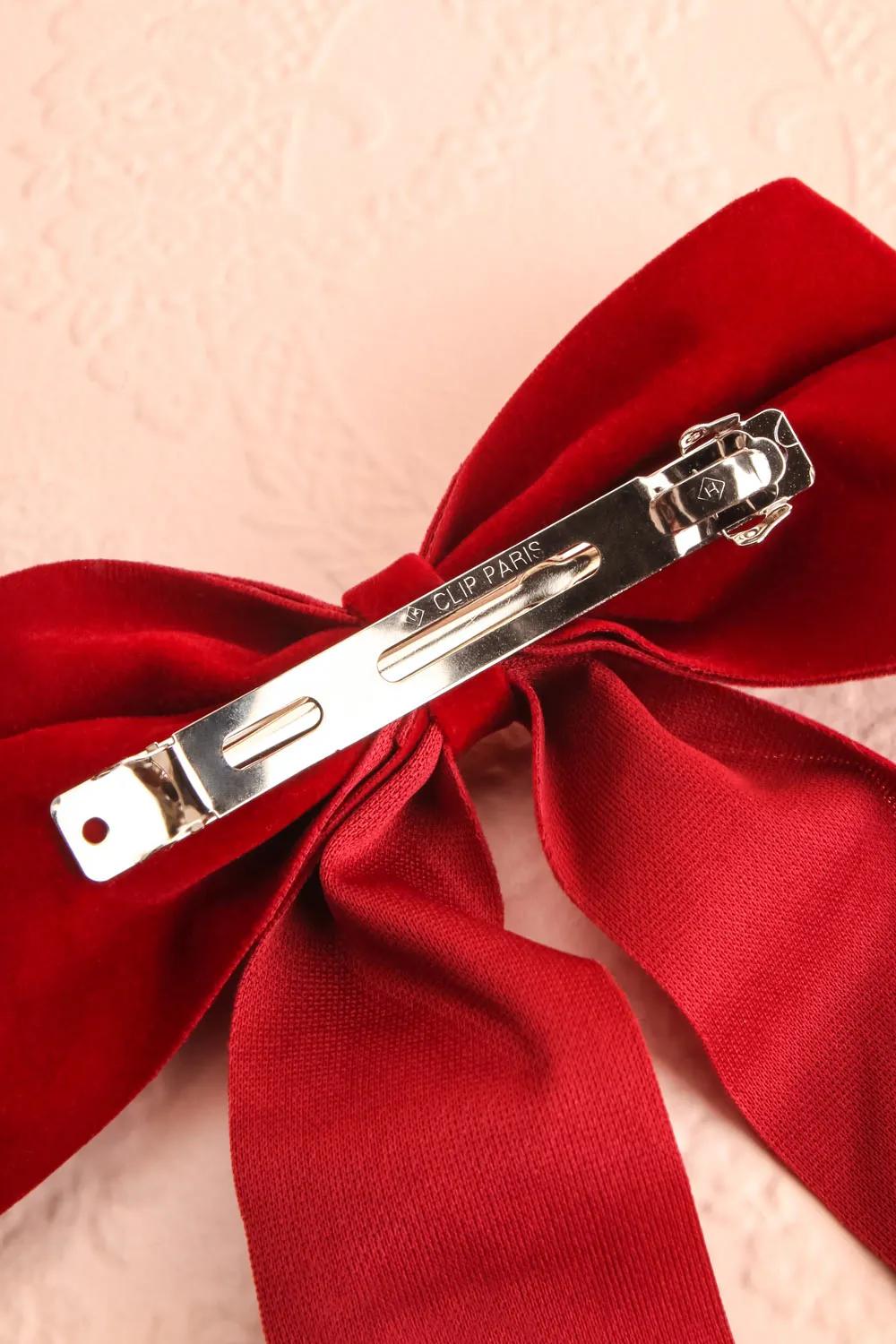 Karissa | Burgundy Velvet Bow Hair Clip w/ Pearl