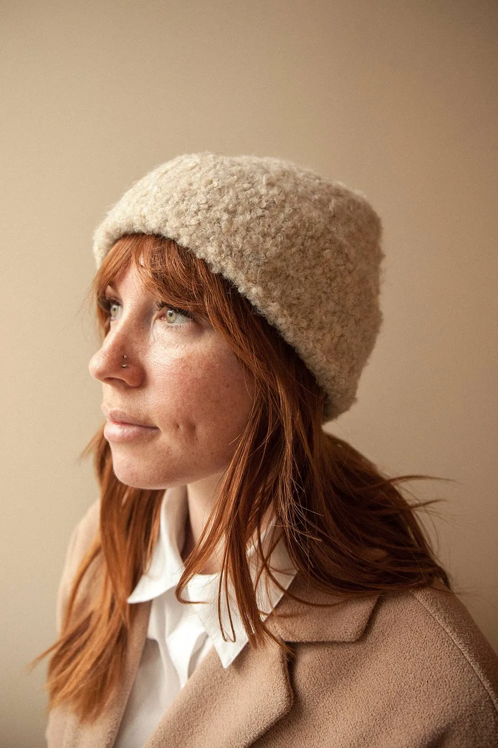 Katranad | Beige Bouclé Knit Beanie