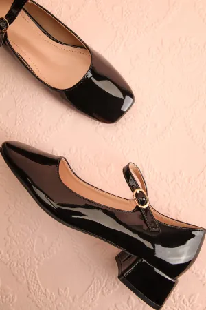 Kerati Black | Square Toe Mary Jane Heels