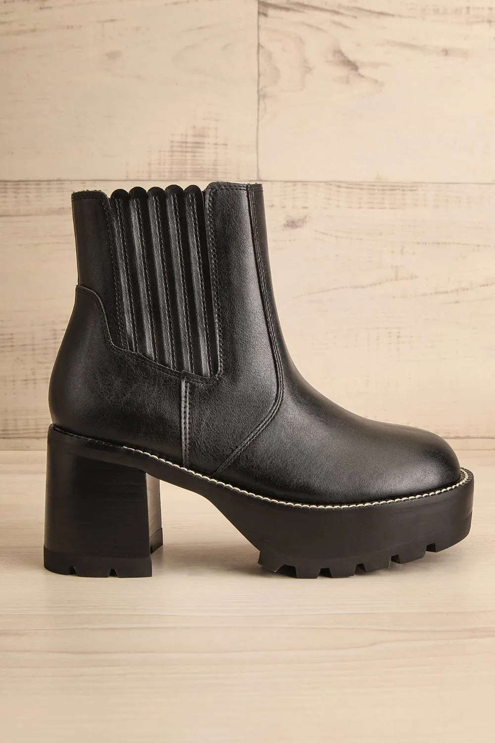 Kerch | Black Platform Heeled Ankle Boots