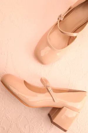 Koolina Beige | Mary Jane Platform Shoes