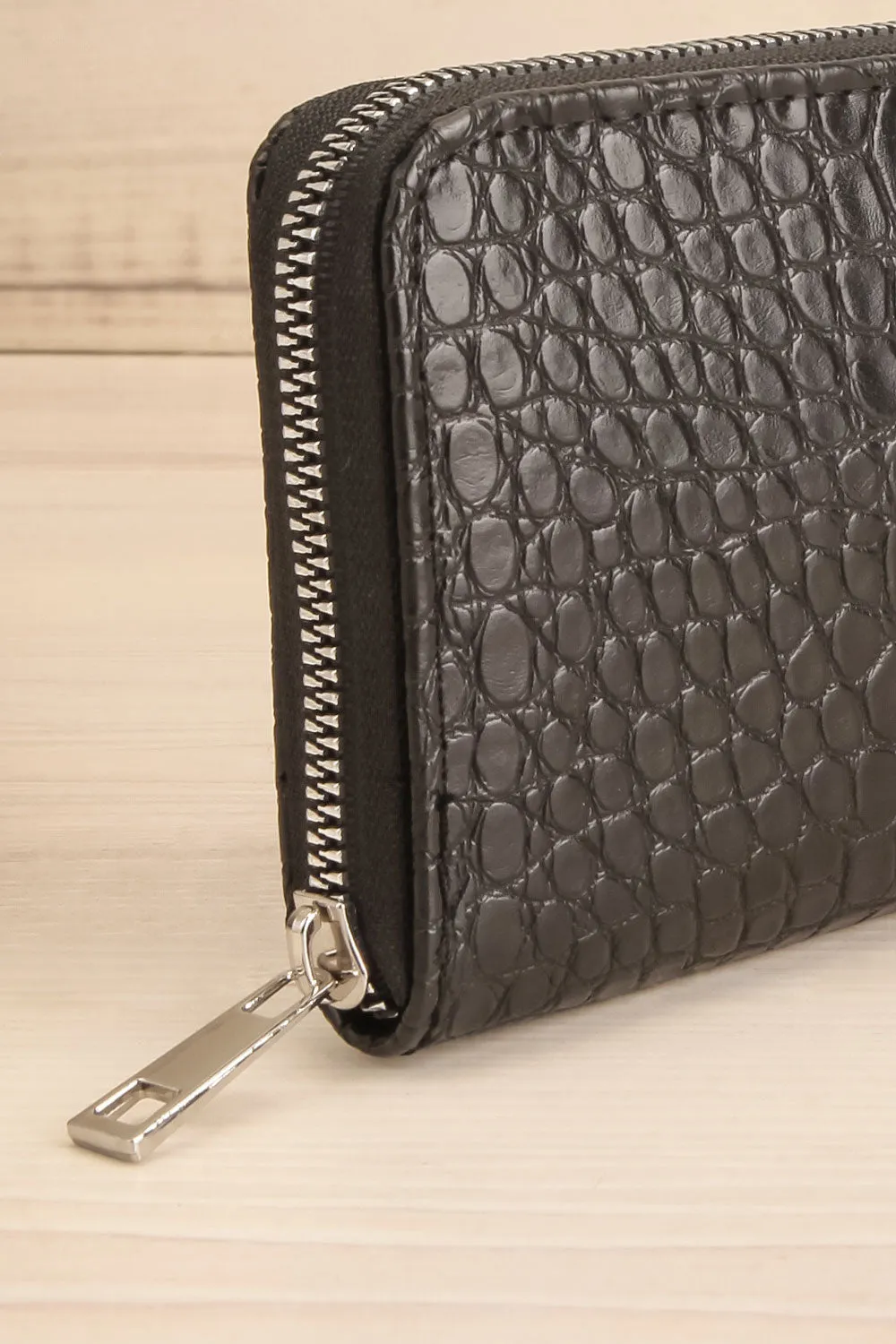 Kumasi Black | Faux Croc Wallet