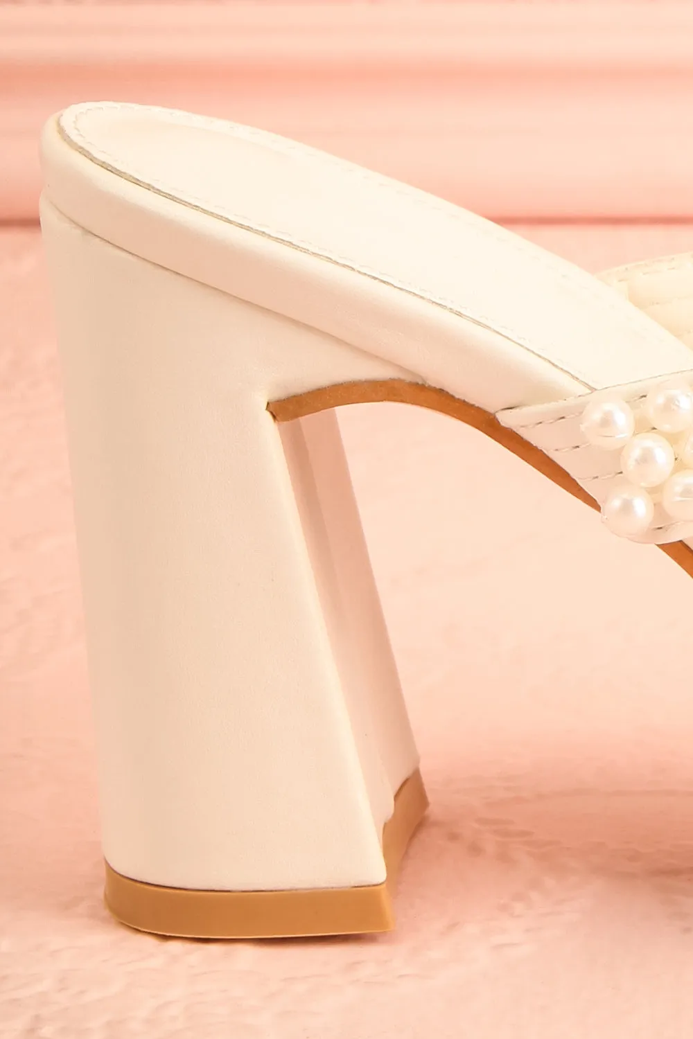 Kyraline | White Strappy Sandals w/ Pearls