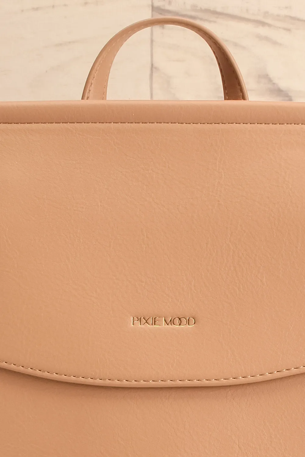 Laucala Beige | Small Vegan Leather Backpack