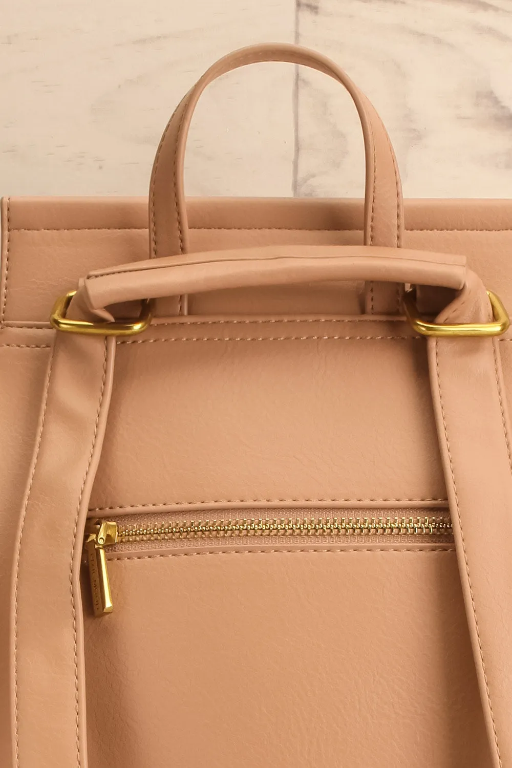 Laucala Beige | Small Vegan Leather Backpack