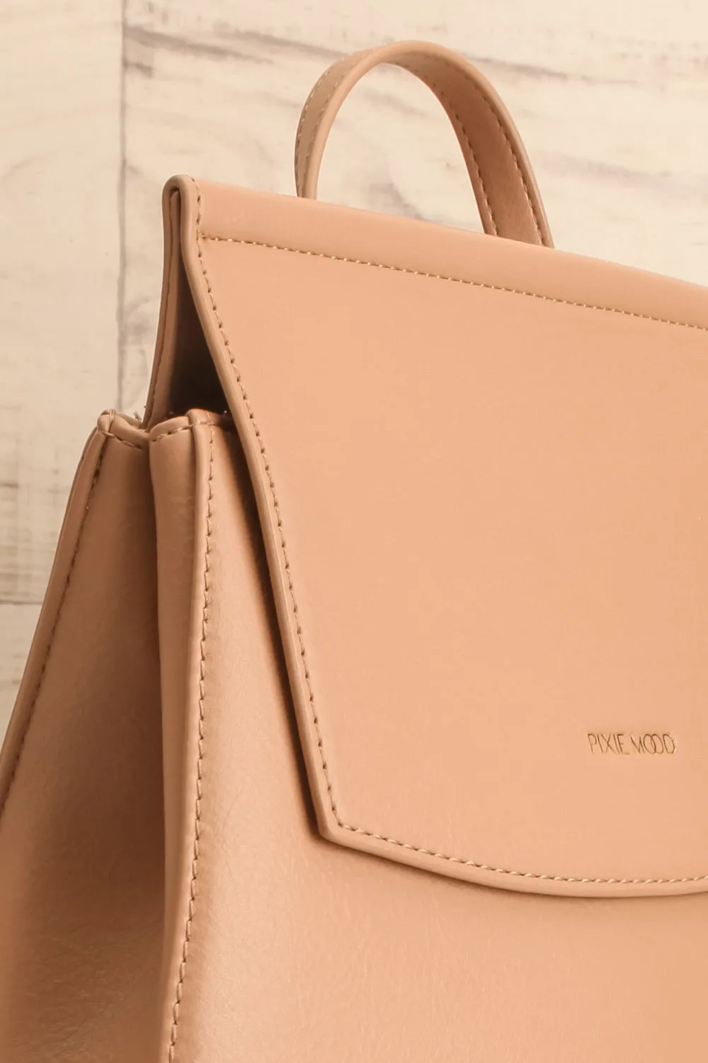 Laucala Beige | Small Vegan Leather Backpack