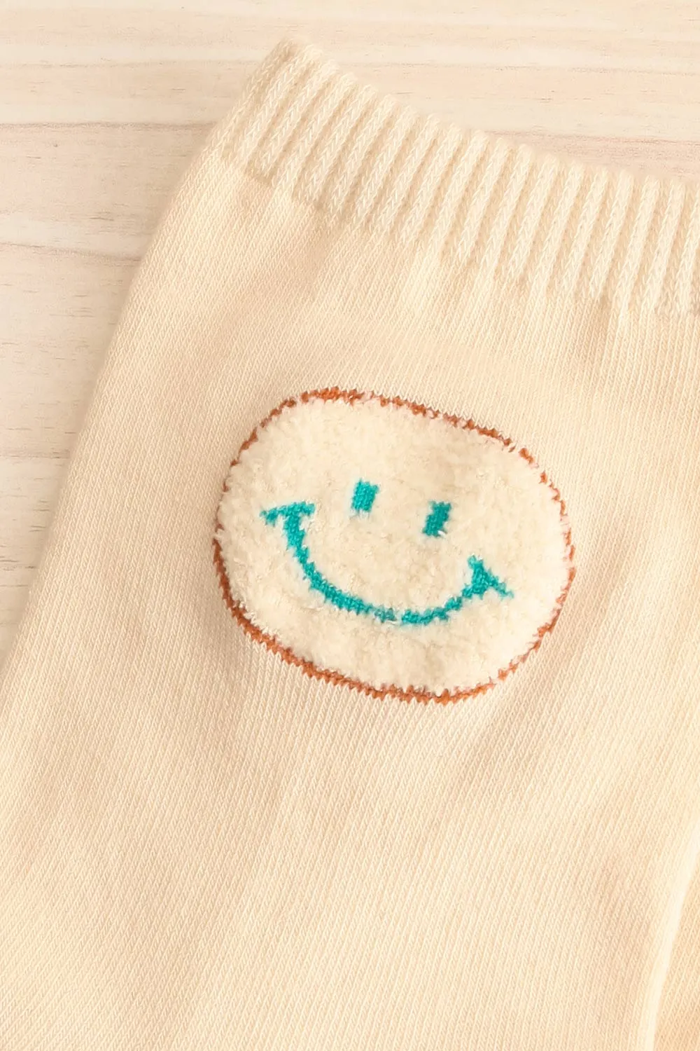 Lhuis Ivory | Smiley Crew Socks