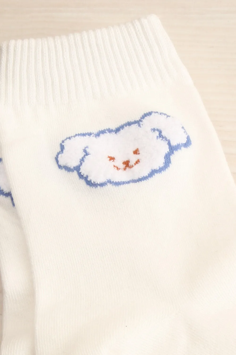 Likasi White | Crew Socks w/ Puppy Detail