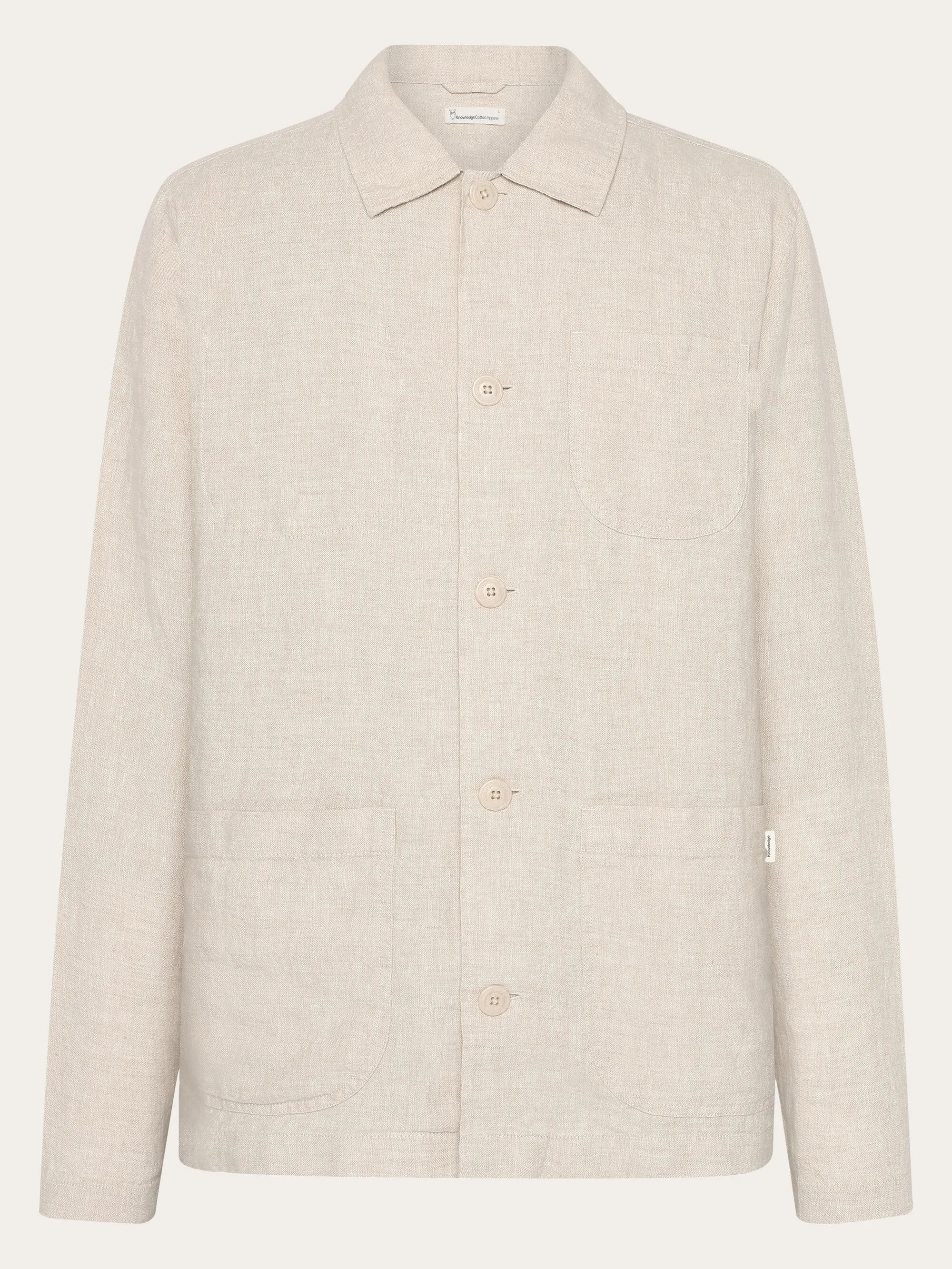 Linen overshirt - Yarndyed - Light feather gray Knowledge Cotton