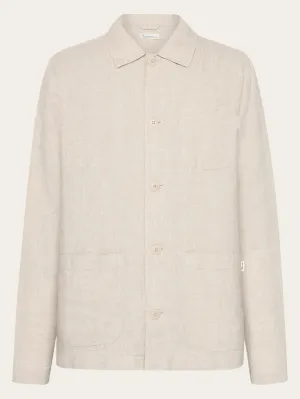 Linen overshirt - Yarndyed - Light feather gray Knowledge Cotton