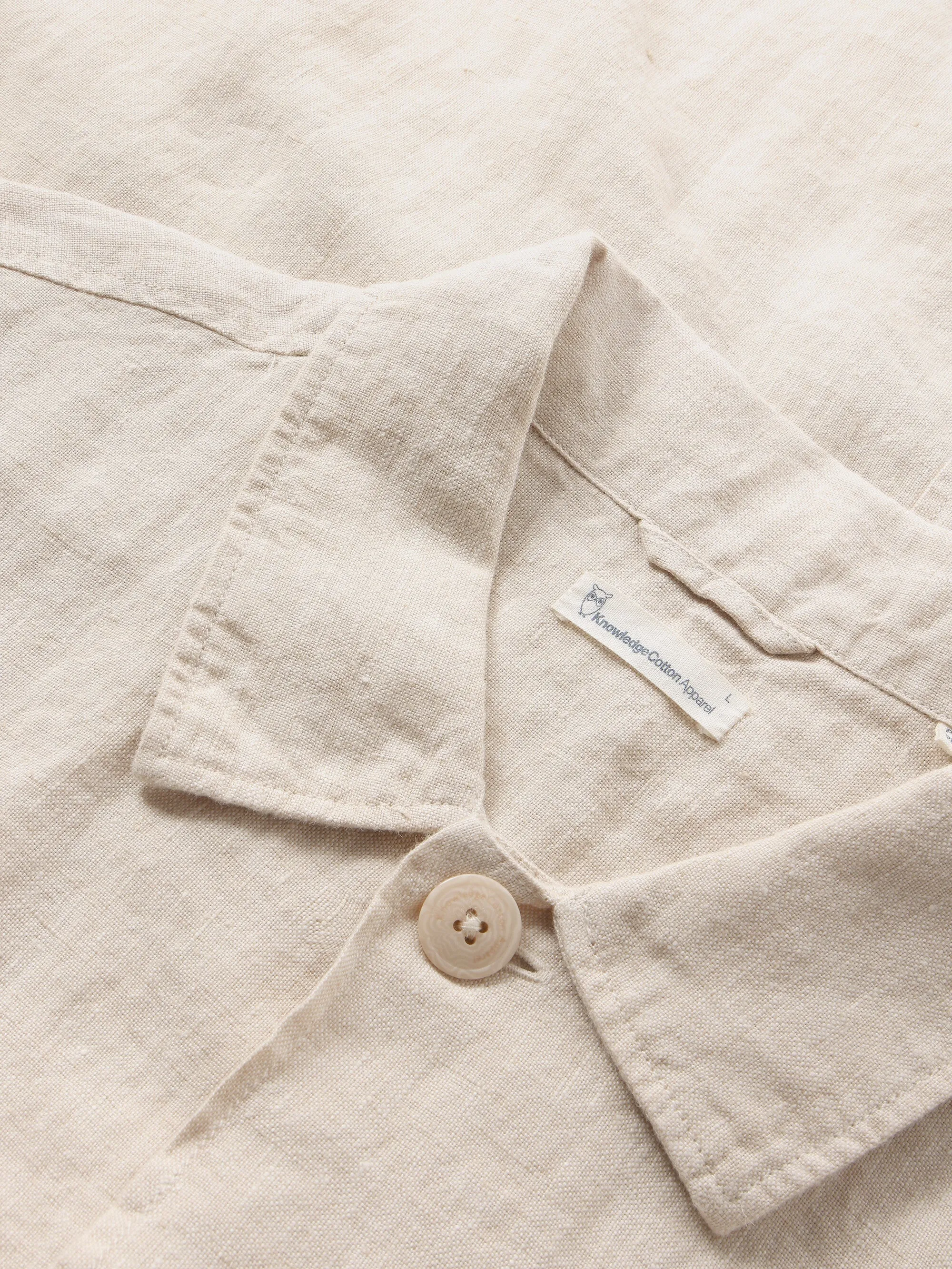 Linen overshirt - Yarndyed - Light feather gray Knowledge Cotton