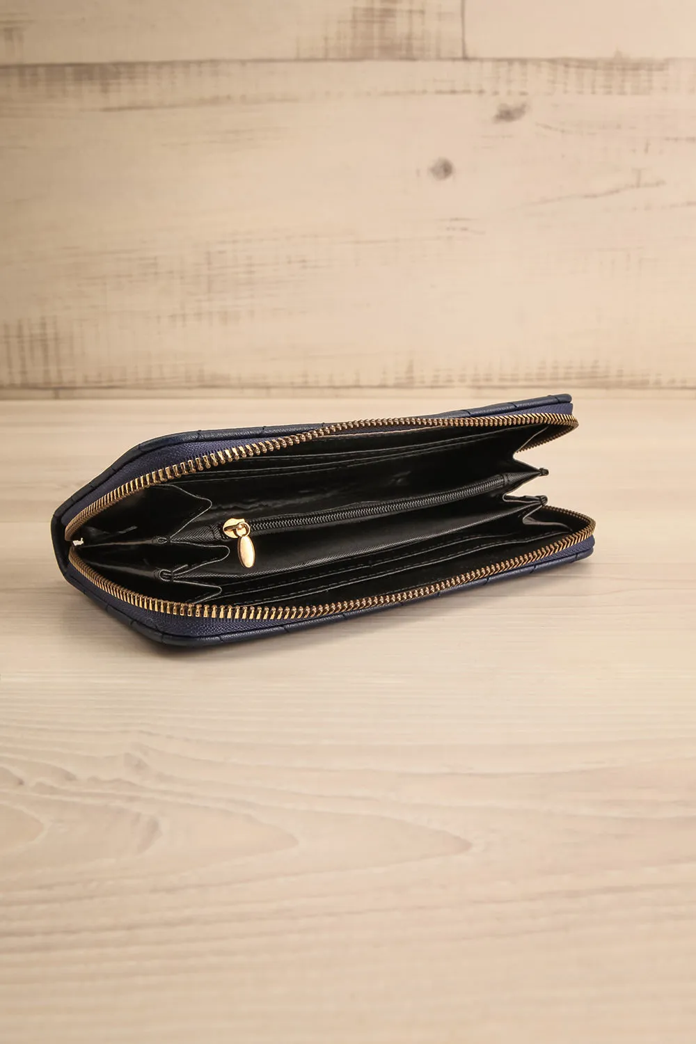 Lueur Navy | Faux-Leather Chevron Backpack & Wallet Set