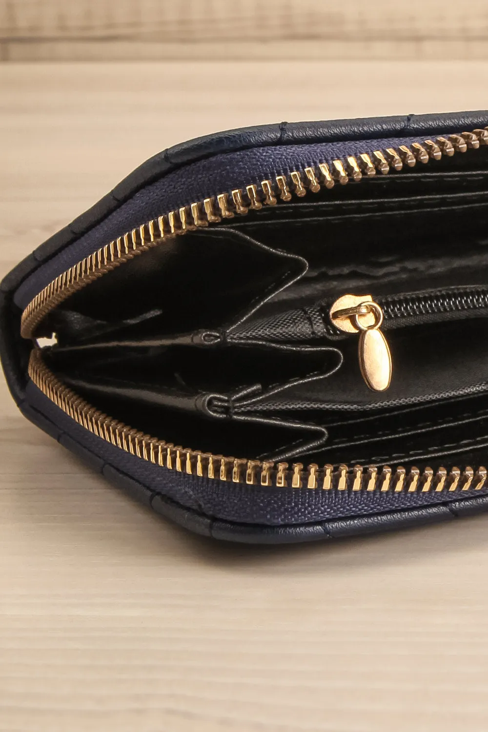 Lueur Navy | Faux-Leather Chevron Backpack & Wallet Set