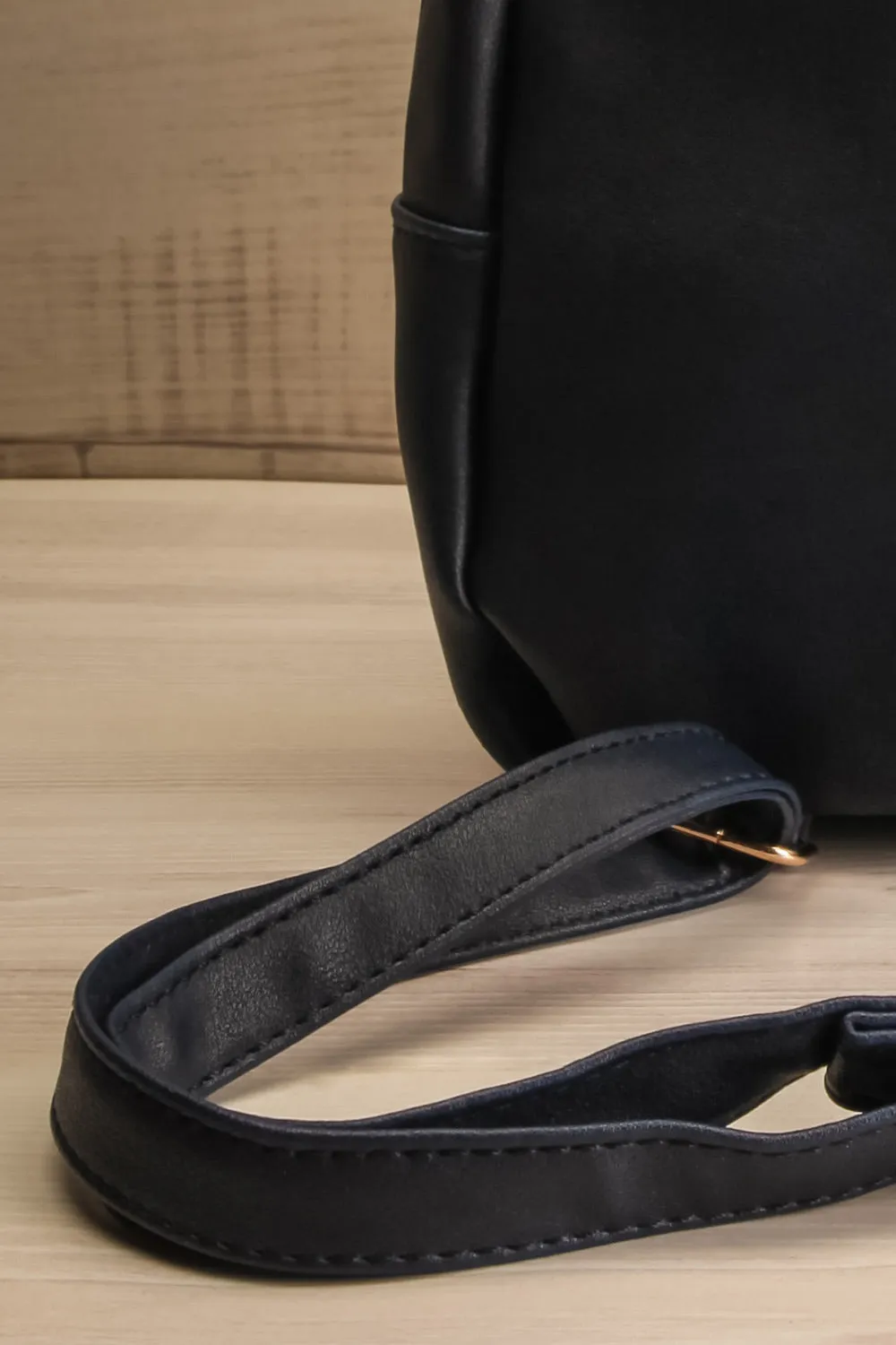 Lueur Navy | Faux-Leather Chevron Backpack & Wallet Set