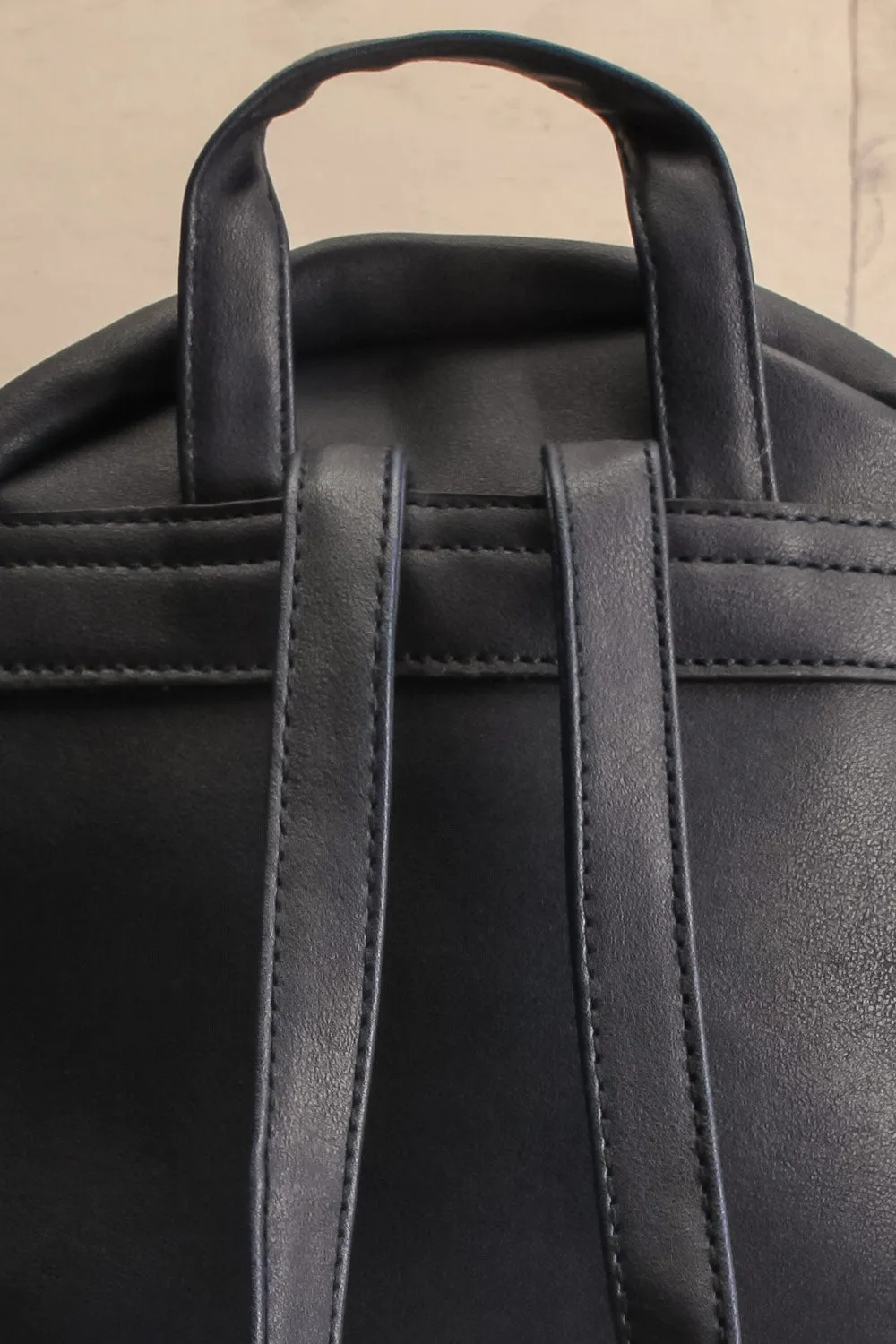Lueur Navy | Faux-Leather Chevron Backpack & Wallet Set