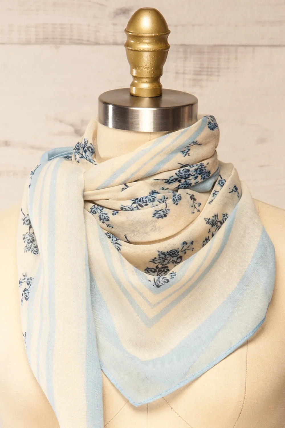 Marilles | Blue & Beige Floral Scarf