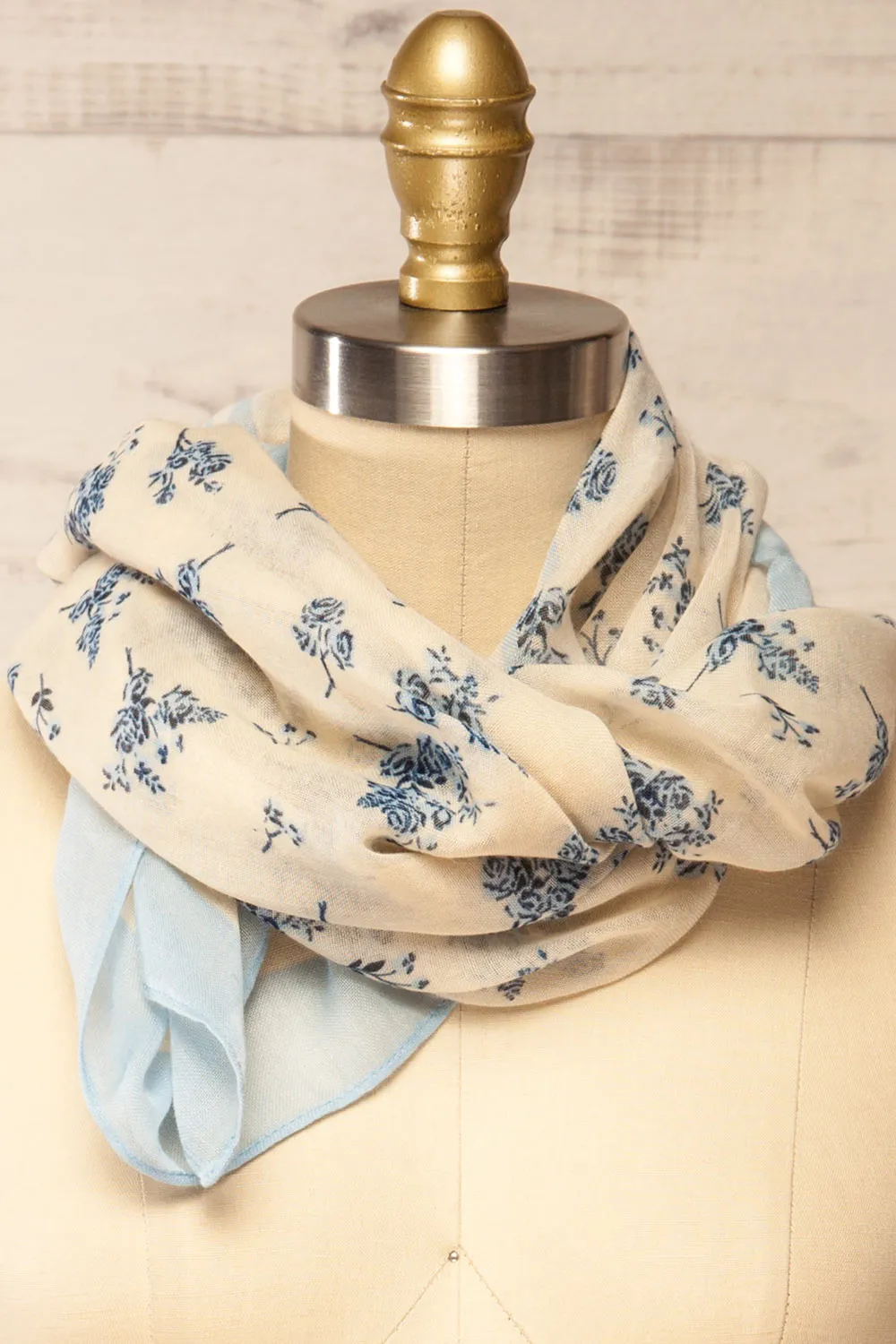 Marilles | Blue & Beige Floral Scarf