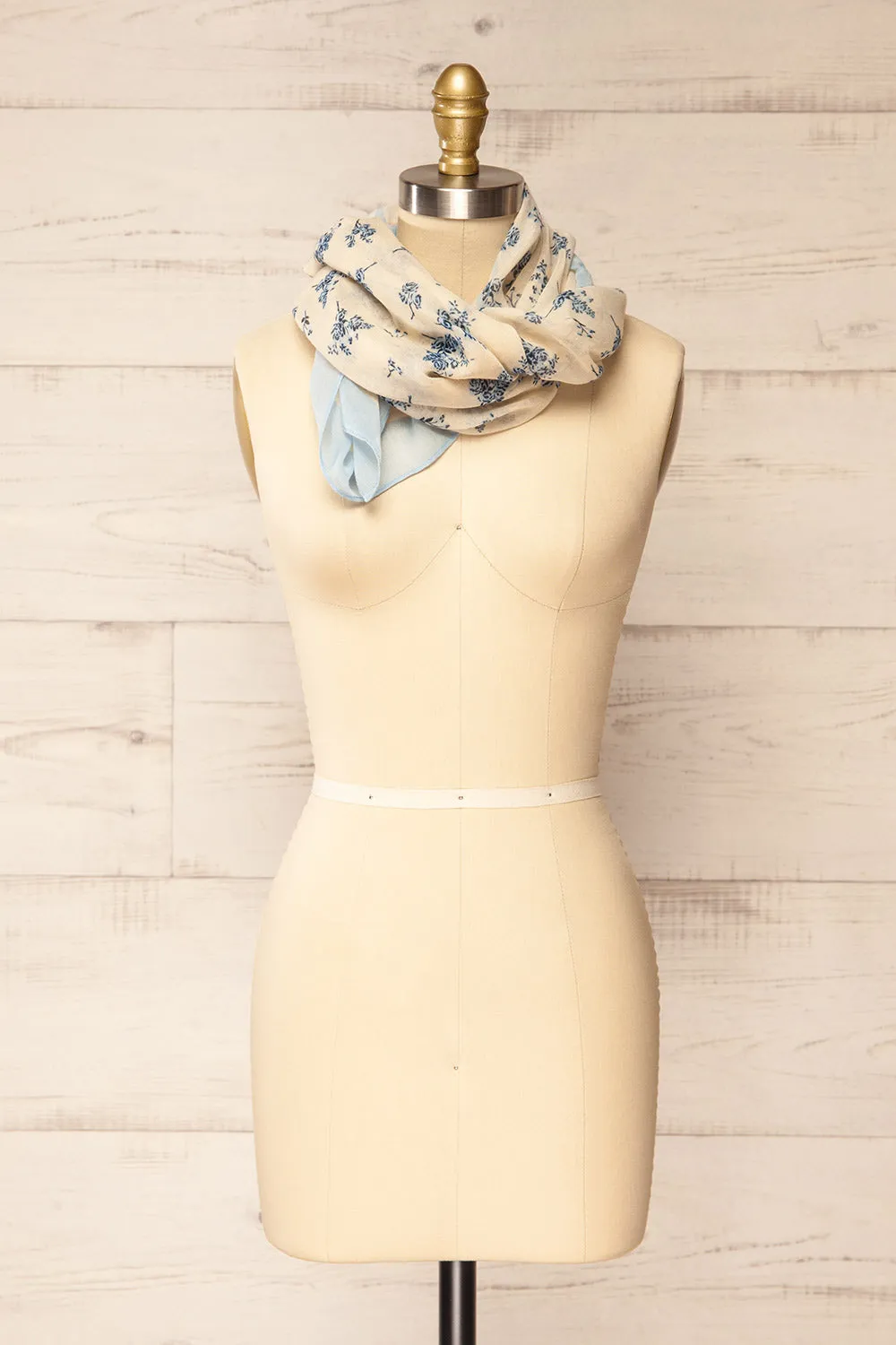 Marilles | Blue & Beige Floral Scarf